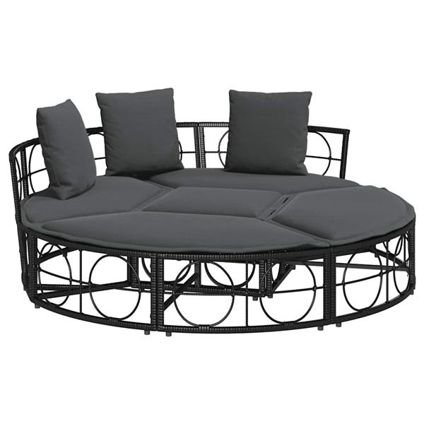 Grote foto vidaxl loungebed voor buiten zonder luifel poly rattan zwart tuin en terras tuinmeubelen