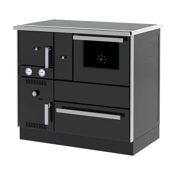 Grote foto alfa term 27 27 kw cv houtkachel fornuis antraciet aansluiting rechts huis en inrichting kachels en openhaarden