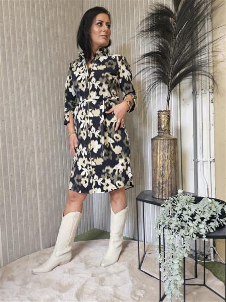 Grote foto travel jurk flowers print devi 2092 deep depht kleding dames overige kledingstukken