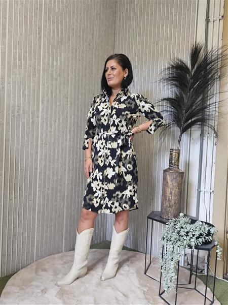 Grote foto travel jurk flowers print devi 2092 deep depht kleding dames overige kledingstukken