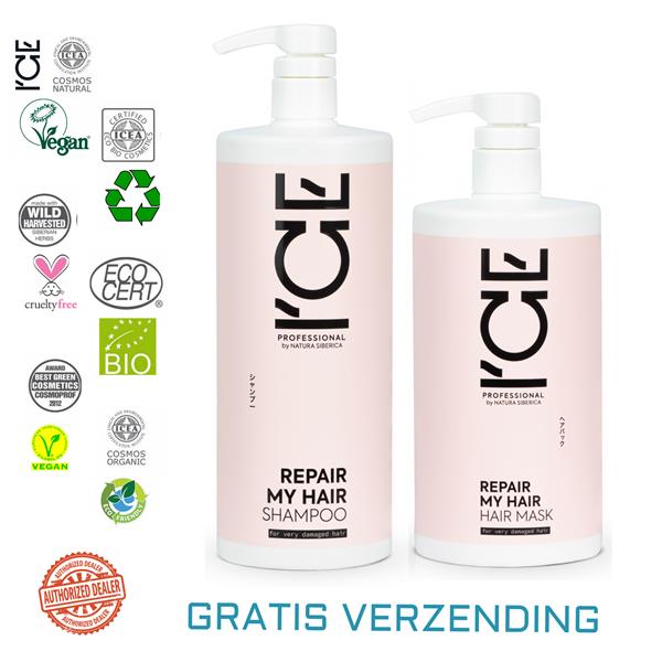 Grote foto ice professional repair my hair shampoo 1000ml mask 750ml kleding dames sieraden