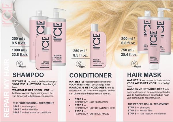 Grote foto ice professional repair my hair shampoo 1000ml mask 750ml kleding dames sieraden