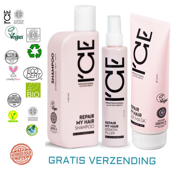 Grote foto ice professional repair my hair shampoo keratin filler 3 product set kleding dames sieraden