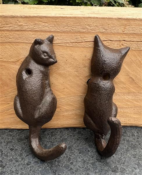 Grote foto kapstokhaak poes met staart als haak gietijzer lh230a huis en inrichting woningdecoratie