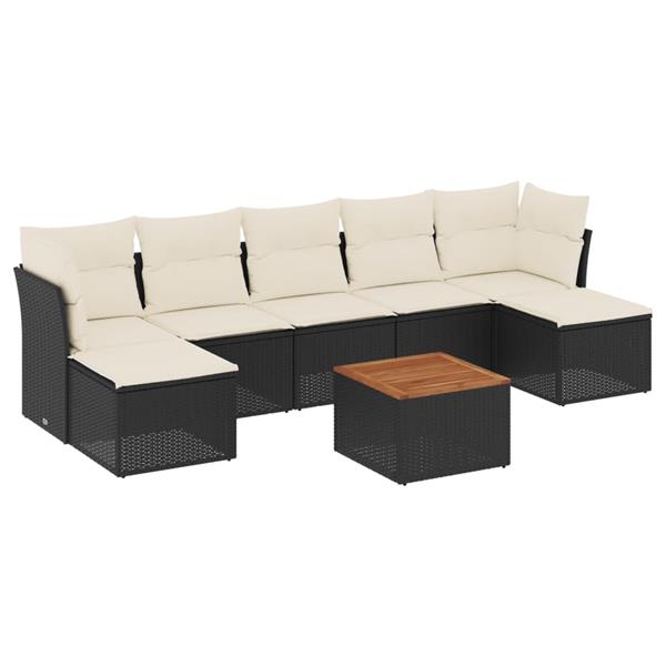 Grote foto vidaxl 8 delige loungeset met kussens poly rattan zwart tuin en terras tuinmeubelen