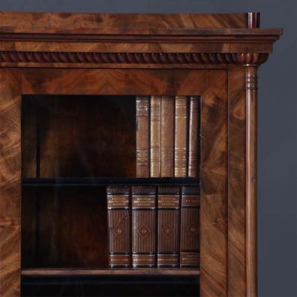 Grote foto strakke biedermeier boekenkast servieskast in bloemmahonie met verstelbare planken no.231635 antiek en kunst stoelen en banken
