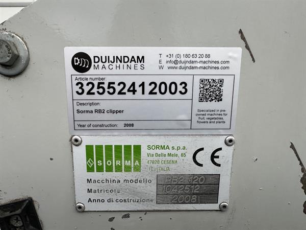 Grote foto sorma rb2 120 net clipper verpakkingsmachine jaar 2008 met wijnglasetikettenprinter agrarisch tuinbouw