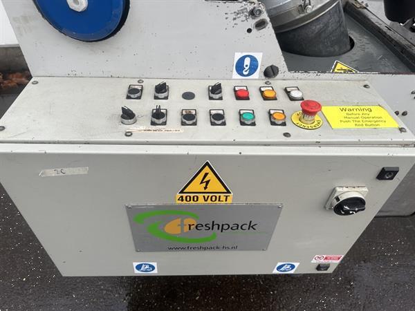 Grote foto sorma rb2 120 net clipper verpakkingsmachine jaar 2008 met wijnglasetikettenprinter agrarisch tuinbouw