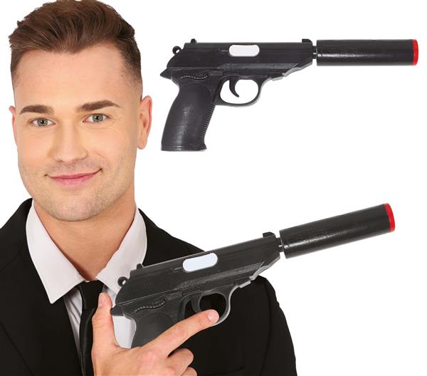 Grote foto zwarte nep pistool 25cm verzamelen overige verzamelingen