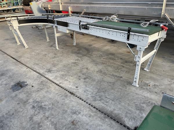Grote foto sorma rollenbaan aangedreven met 90 bocht en transportband 145 x 60 cm agrarisch transportbanden