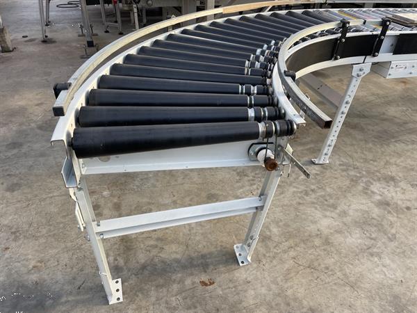 Grote foto sorma rollenbaan aangedreven met 90 bocht en transportband 145 x 60 cm agrarisch transportbanden
