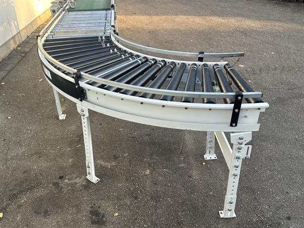 Grote foto sorma rollenbaan aangedreven met 90 bocht en transportband 145 x 60 cm agrarisch transportbanden
