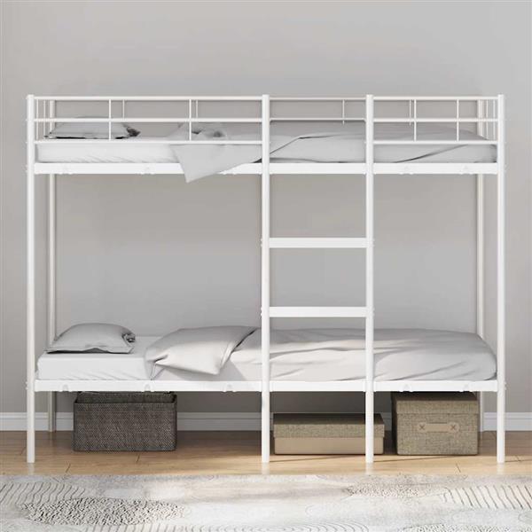Grote foto vidaxl stapelbed zonder matras 90x200 cm staal wit antiek en kunst stoelen en banken