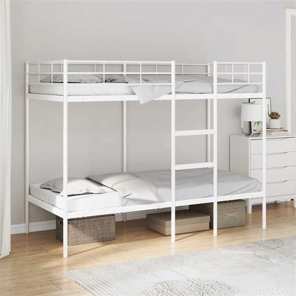Grote foto vidaxl stapelbed zonder matras 80x200 cm staal wit antiek en kunst stoelen en banken