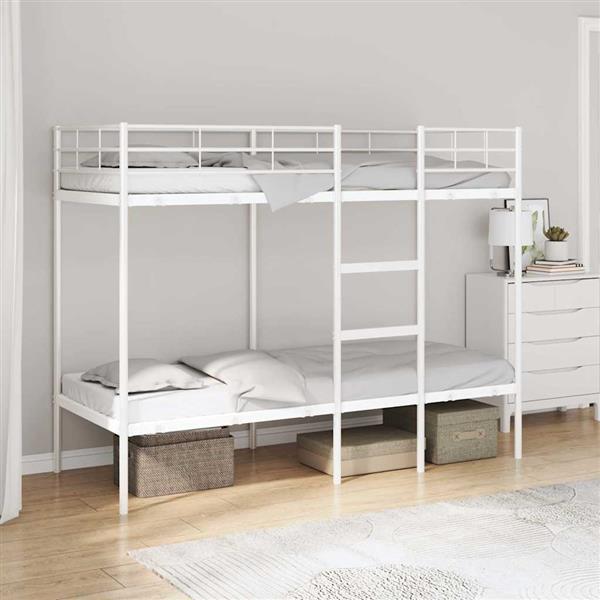Grote foto vidaxl stapelbed zonder matras 75x190 cm staal wit antiek en kunst stoelen en banken