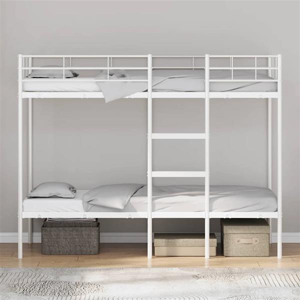 Grote foto vidaxl stapelbed zonder matras 75x190 cm staal wit antiek en kunst stoelen en banken