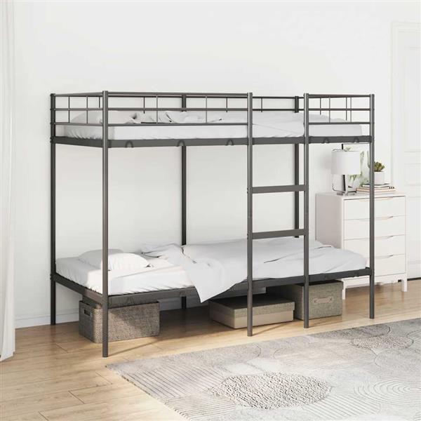 Grote foto vidaxl stapelbed zonder matras 90x190 cm staal zwart antiek en kunst stoelen en banken