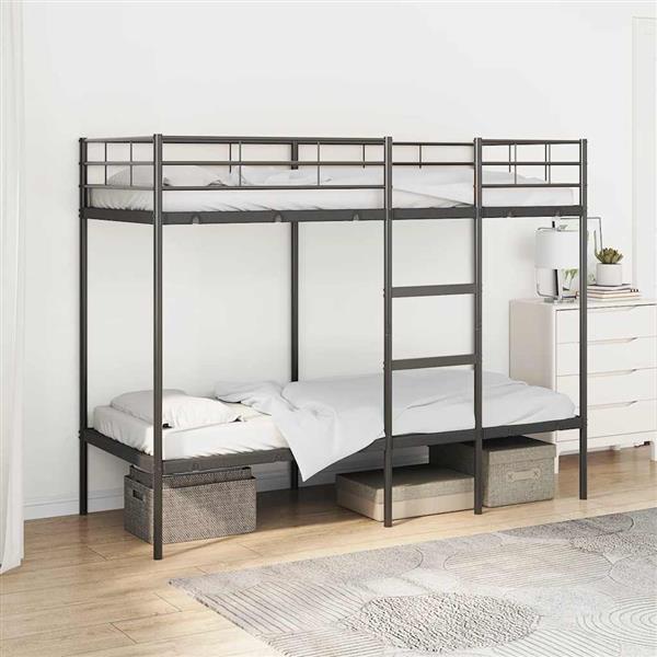 Grote foto vidaxl stapelbed zonder matras 75x190 cm staal zwart antiek en kunst stoelen en banken