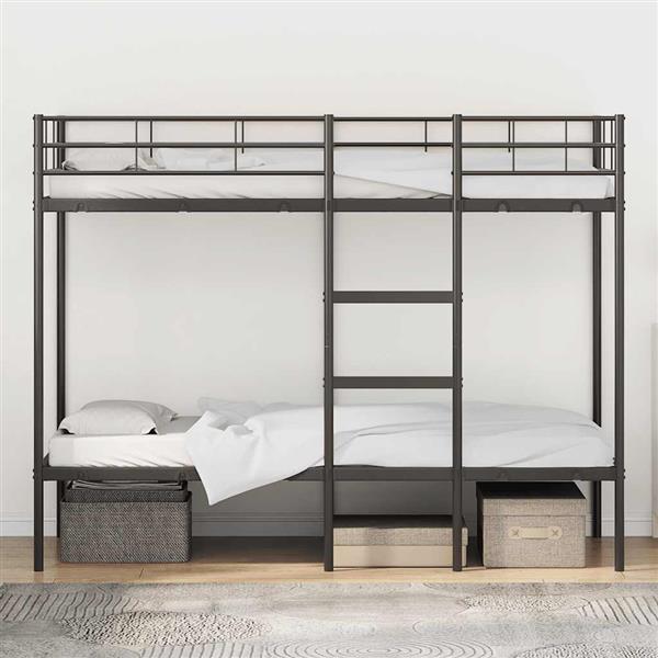 Grote foto vidaxl stapelbed zonder matras 75x190 cm staal zwart antiek en kunst stoelen en banken