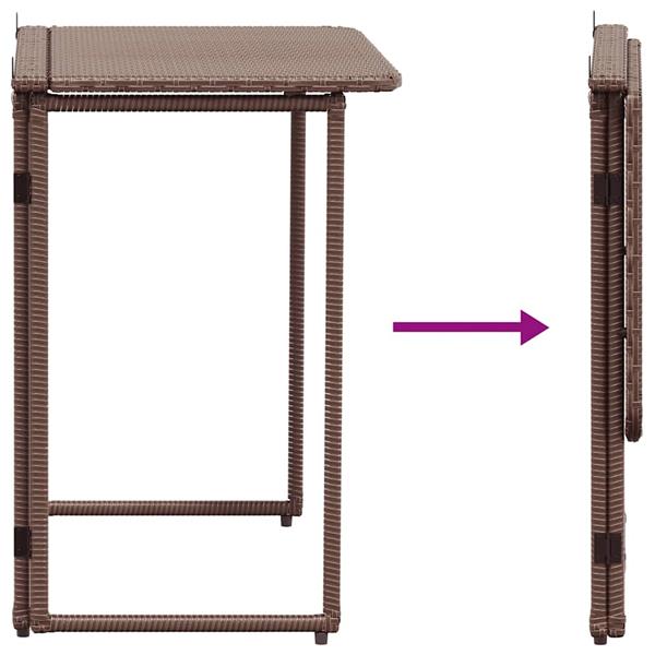 Grote foto vidaxl tuintafel inklapbaar 90x51x75 cm poly rattan bruin tuin en terras tuinmeubelen