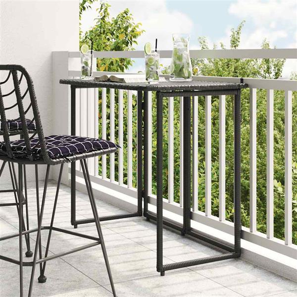 Grote foto vidaxl tuintafel inklapbaar 90x51x75 cm poly rattan zwart tuin en terras tuinmeubelen