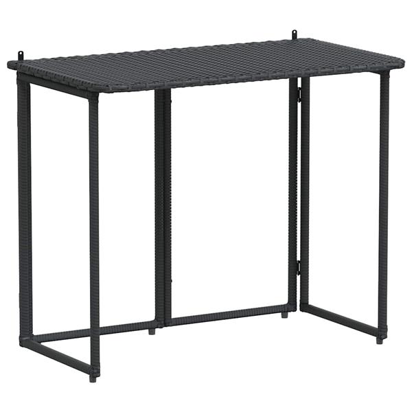 Grote foto vidaxl tuintafel inklapbaar 90x51x75 cm poly rattan zwart tuin en terras tuinmeubelen