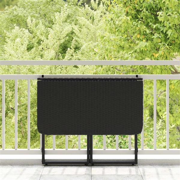 Grote foto vidaxl tuintafel inklapbaar 90x51x75 cm poly rattan zwart tuin en terras tuinmeubelen