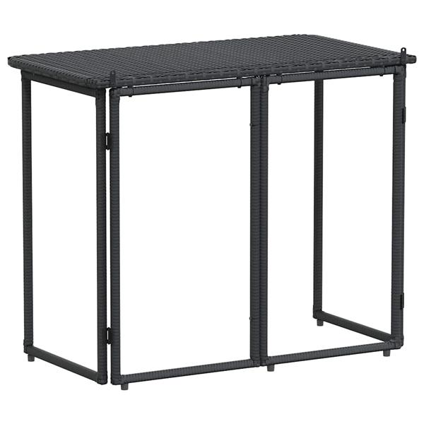 Grote foto vidaxl tuintafel inklapbaar 90x51x75 cm poly rattan zwart tuin en terras tuinmeubelen