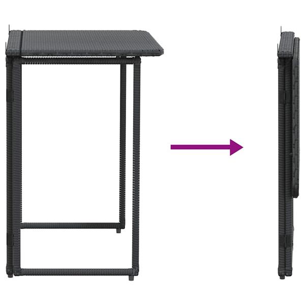 Grote foto vidaxl tuintafel inklapbaar 90x51x75 cm poly rattan zwart tuin en terras tuinmeubelen