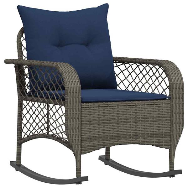 Grote foto vidaxl tuinschommelstoel met kussens poly rattan grijs tuin en terras tuinmeubelen