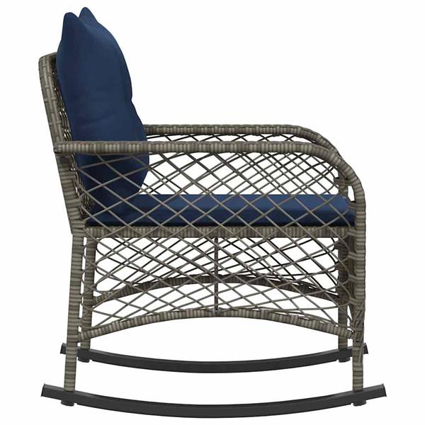 Grote foto vidaxl tuinschommelstoel met kussens poly rattan grijs tuin en terras tuinmeubelen