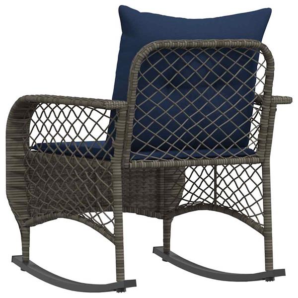 Grote foto vidaxl tuinschommelstoel met kussens poly rattan grijs tuin en terras tuinmeubelen