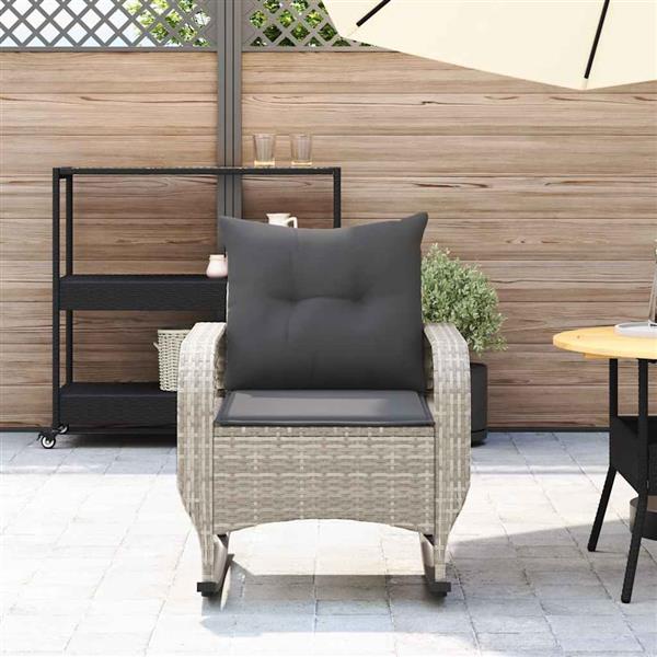 Grote foto vidaxl tuinschommelstoel met kussens poly rattan lichtgrijs tuin en terras tuinmeubelen