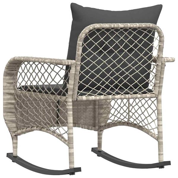 Grote foto vidaxl tuinschommelstoel met kussens poly rattan lichtgrijs tuin en terras tuinmeubelen