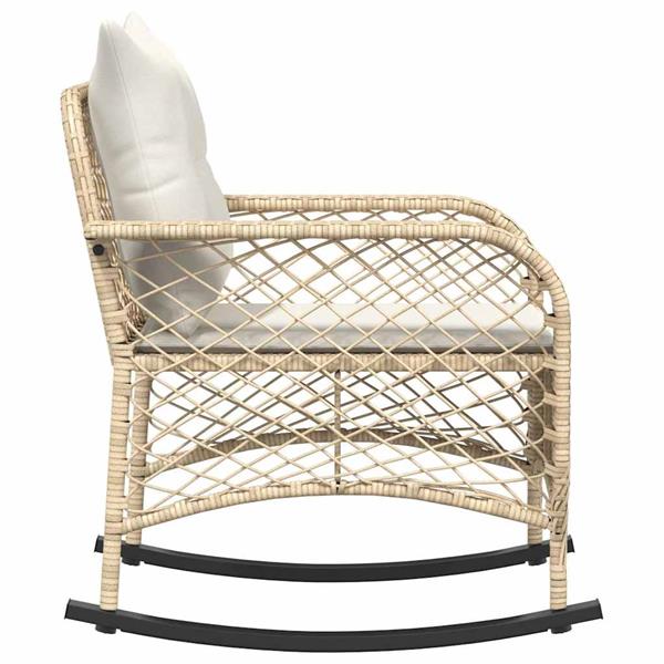 Grote foto vidaxl tuinschommelstoel met kussens poly rattan beige tuin en terras tuinmeubelen
