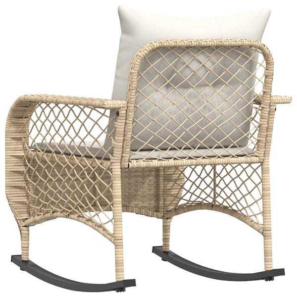 Grote foto vidaxl tuinschommelstoel met kussens poly rattan beige tuin en terras tuinmeubelen
