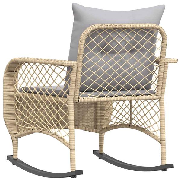 Grote foto vidaxl tuinschommelstoel met kussens poly rattan beige tuin en terras tuinmeubelen