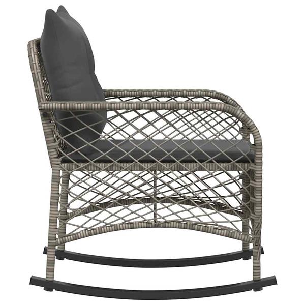 Grote foto vidaxl tuinschommelstoel met kussens poly rattan grijs tuin en terras tuinmeubelen