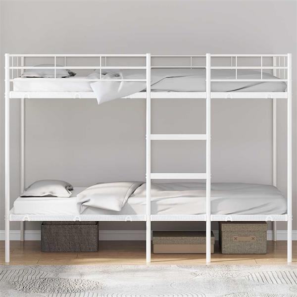 Grote foto vidaxl stapelbed zonder matras 100x200 cm staal wit antiek en kunst stoelen en banken