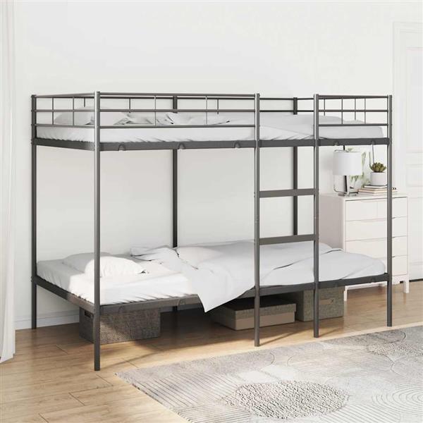 Grote foto vidaxl stapelbed zonder matras 100x200 cm staal zwart antiek en kunst stoelen en banken