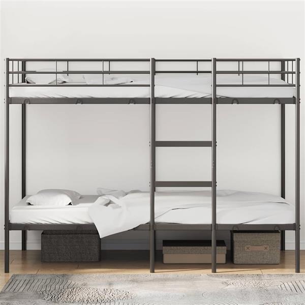 Grote foto vidaxl stapelbed zonder matras 100x200 cm staal zwart antiek en kunst stoelen en banken