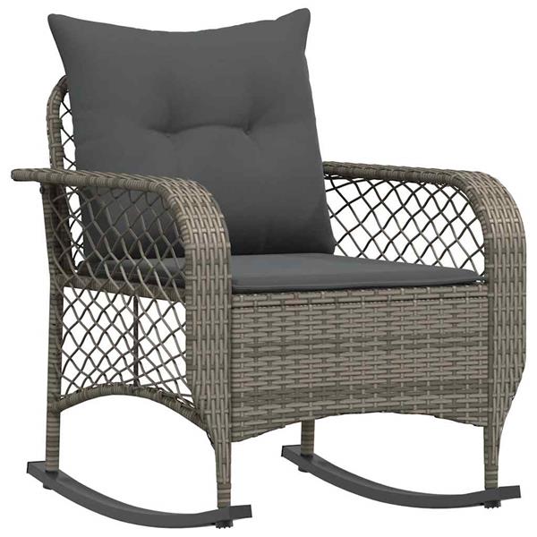 Grote foto vidaxl tuinschommelstoel met kussens poly rattan grijs tuin en terras tuinmeubelen