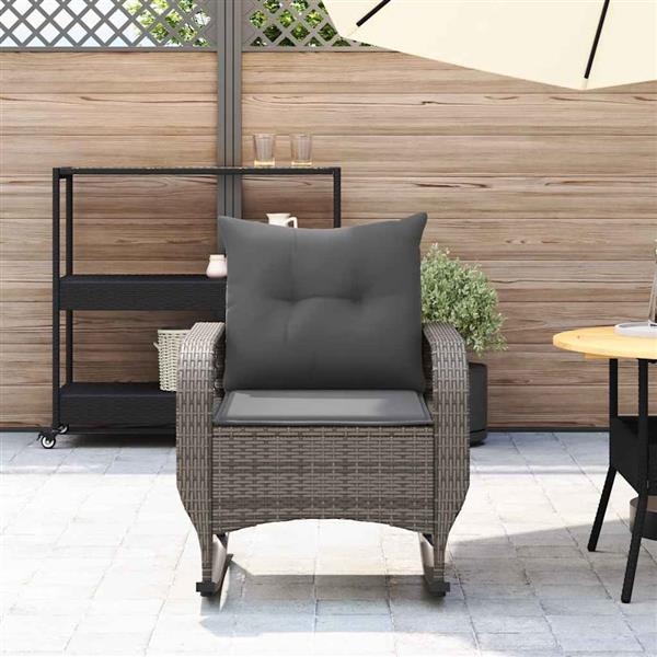 Grote foto vidaxl tuinschommelstoel met kussens poly rattan grijs tuin en terras tuinmeubelen