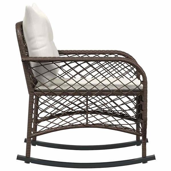 Grote foto vidaxl tuinschommelstoel met kussens poly rattan bruin tuin en terras tuinmeubelen