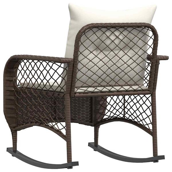 Grote foto vidaxl tuinschommelstoel met kussens poly rattan bruin tuin en terras tuinmeubelen