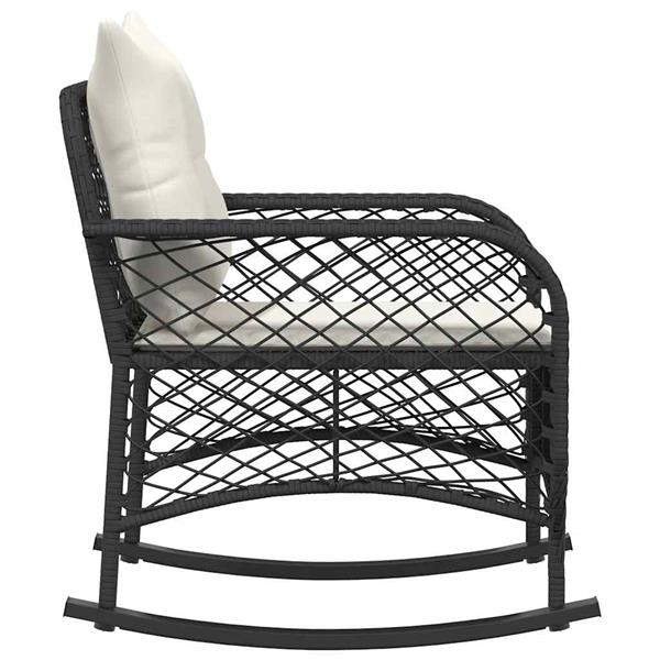 Grote foto vidaxl tuinschommelstoel met kussens poly rattan zwart tuin en terras tuinmeubelen