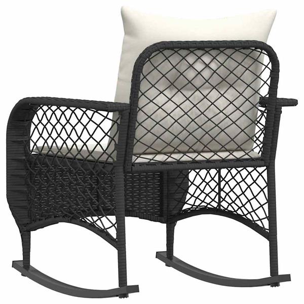 Grote foto vidaxl tuinschommelstoel met kussens poly rattan zwart tuin en terras tuinmeubelen