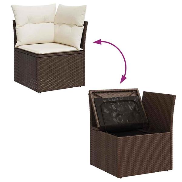 Grote foto vidaxl 7 delige loungeset met kussens poly rattan bruin tuin en terras tuinmeubelen