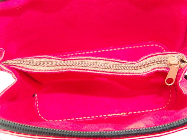 Grote foto rood met zwarte details vera pelle italiaans leren schoudertasje rits rondom kleding dames sieraden