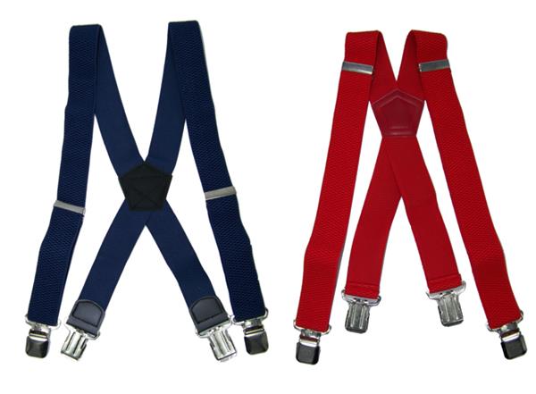 Grote foto duo pack heavy duty bretels donkerblauw rood 4 clips kleding dames riemen